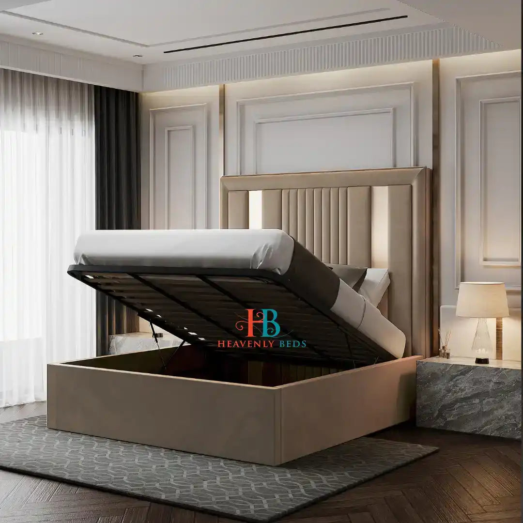 Luxury Bed Frame with ottoman gas lift made by Heavenlybeds