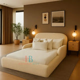 Savannah Luxury Cream Fabric Bed with Soft Bubble Design - USA