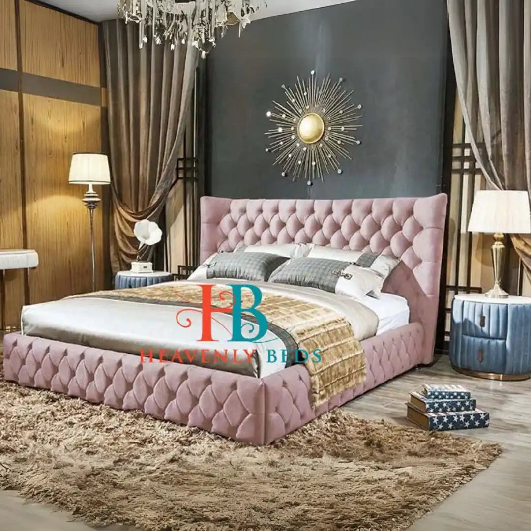 Harrington Chesterfield Wingback Bed Frame - USA