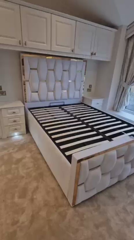white plush velvet mirror bed frame 