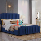 5ft Kingsize Sleigh Bed Frame in blue plush velvet