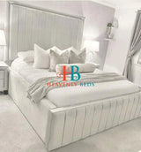 Gracie Fabric High Bed Frame with 18" Side Rails - USA - Heavenlybeds