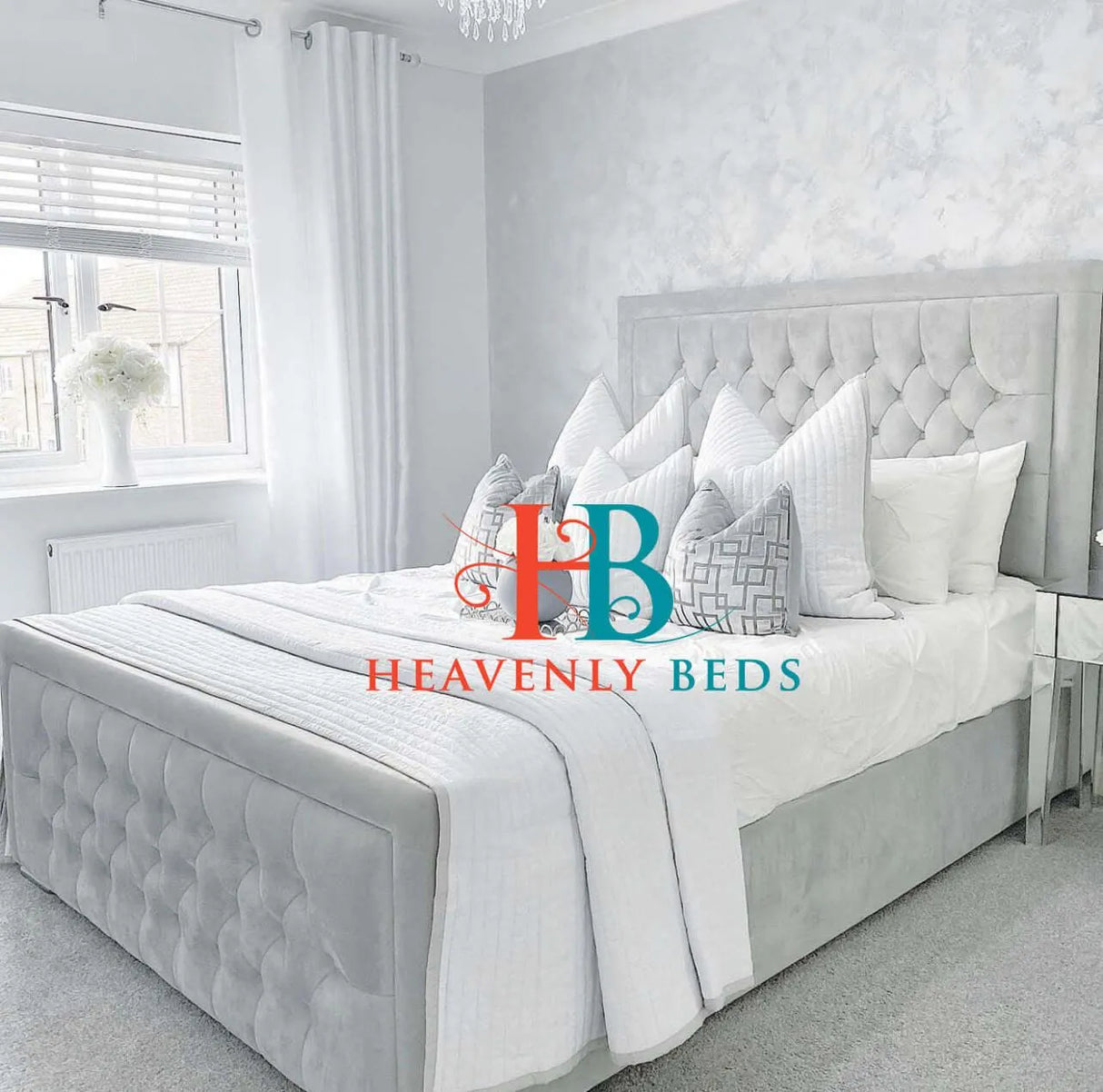 Lyla Fabric Chesterfield Bedframe - USA - Heavenlybeds